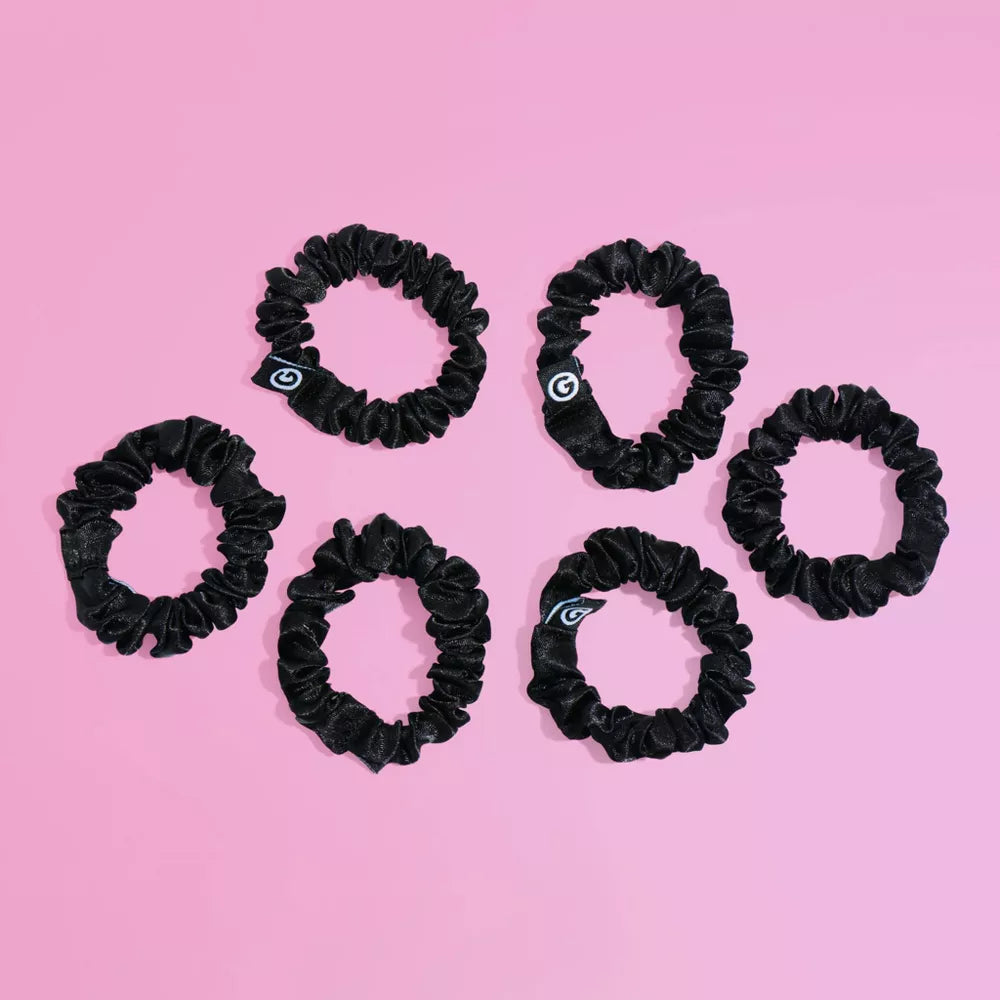 GIMME Sweet Dreams Satin Scrunchies for Fine Hair - Black, 6 count-843370083736-LR-361489-4-LR eShop