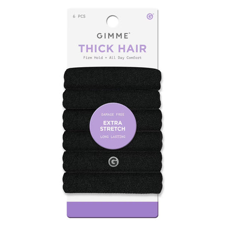 GIMME Thick Hair Firm Hold + All Day Comfort Extra Stretch Hair Bands - Black, 6 count-843370082548-LR-361077-1-LR eShop