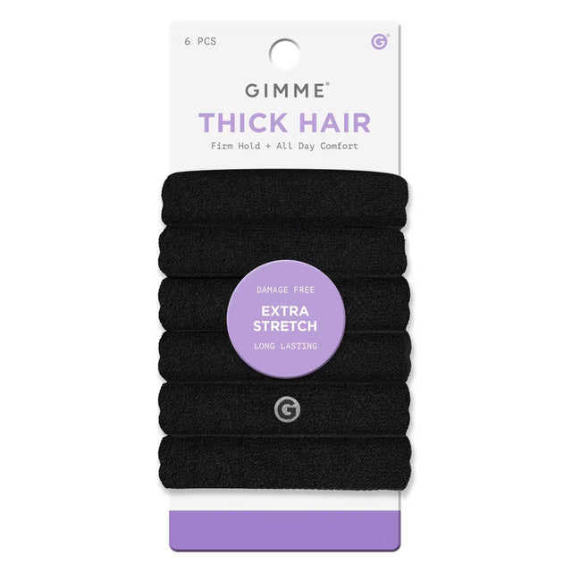 GIMME Thick Hair Firm Hold + All Day Comfort Extra Stretch Hair Bands - Black, 6 count-843370082548-LR-361077-1-LR eShop