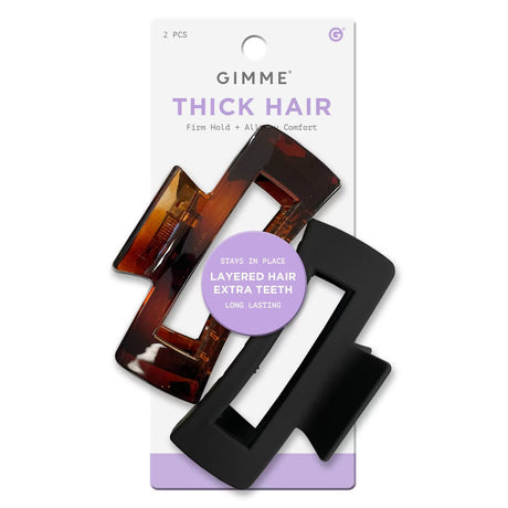 GIMME Thick Hair Rectangle Claw Clip - Black and Tortoise, 2 count-843370077261-LR-361065-1-LR eShop