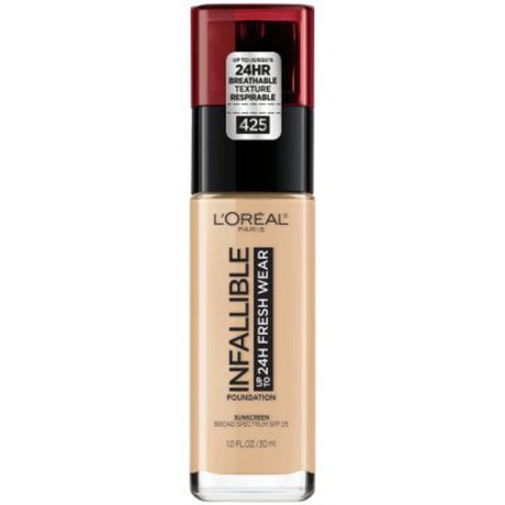 L'Oreal Paris Infallible 24 Hour Fresh Wear Foundation, Lightweight, Linen, 1 oz.