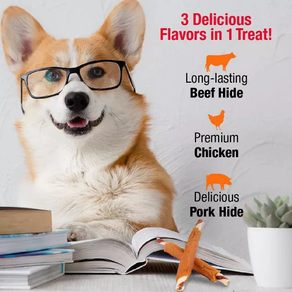 Good 'n' Fun Ribs Rawhide with Beef, Chicken and Pork Flavor Dog Treats, 12 oz-091093941295-LR-330428-7-LR eShop
