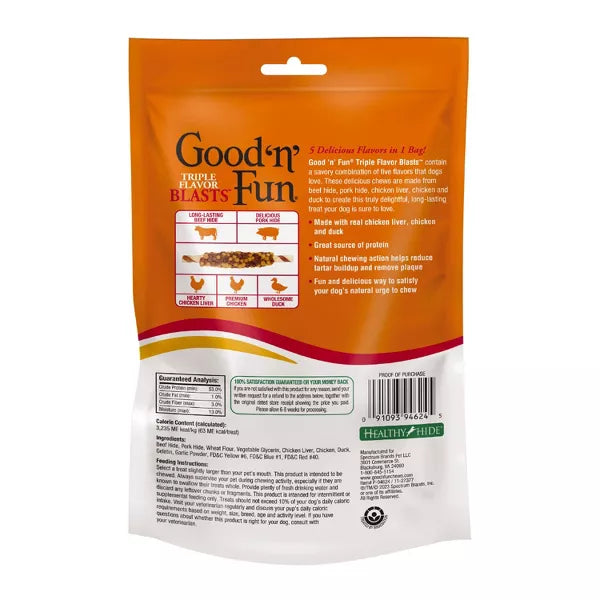 Good 'n' Fun Triple Flavor Blast with Chicken, Duck and Liver Rawhide Dog Treats-091093946245-LR-357337-2-LR eShop