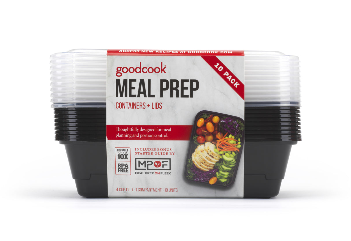 GoodCook Meal Prep 1 Compartment Rectangle Black Containers + Lids - 10 count-076753107839-LR-334570-1-LR eShop