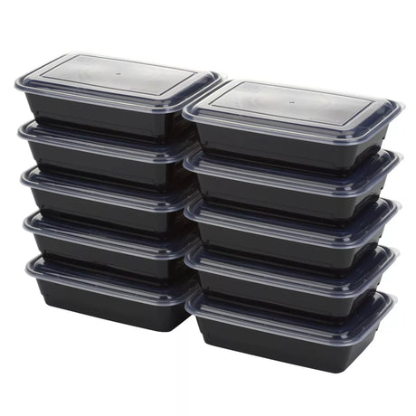 GoodCook Meal Prep 1 Compartment Rectangle Black Containers + Lids - 10 count-076753107839-LR-334570-2-LR eShop