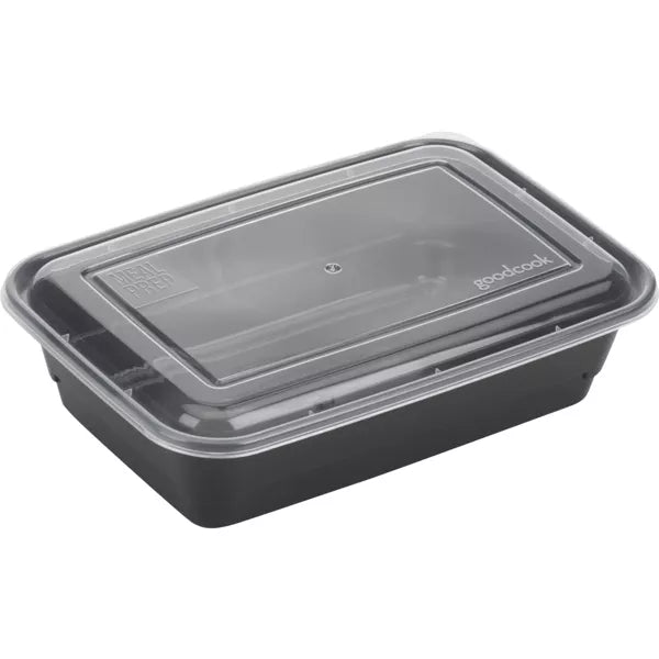 GoodCook Meal Prep 1 Compartment Rectangle Black Containers + Lids - 10 count-076753107839-LR-334570-4-LR eShop