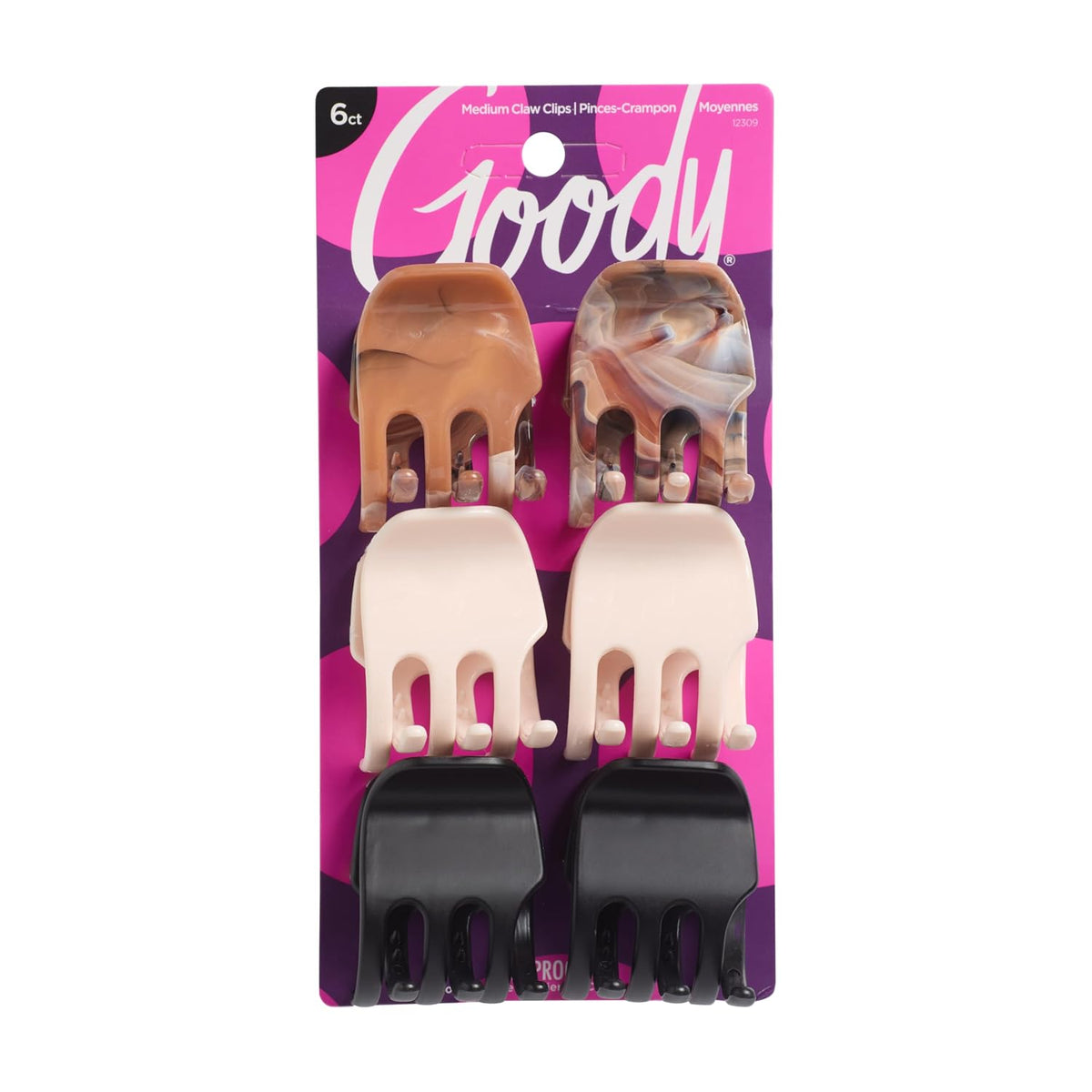 Goody Classic Medium Half-Claw Hair Clips - Assorted Neutrals, 6 count-041457123096-LR-132342-1-LR eShop