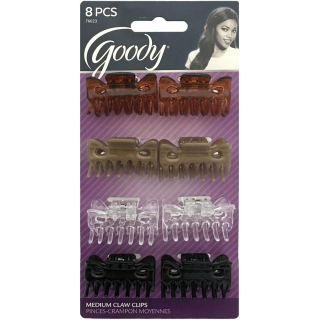 Goody Classics Medium Claw Clips - Assorted Colors, 8 count-041457760239-LR-103320-1-LR eShop