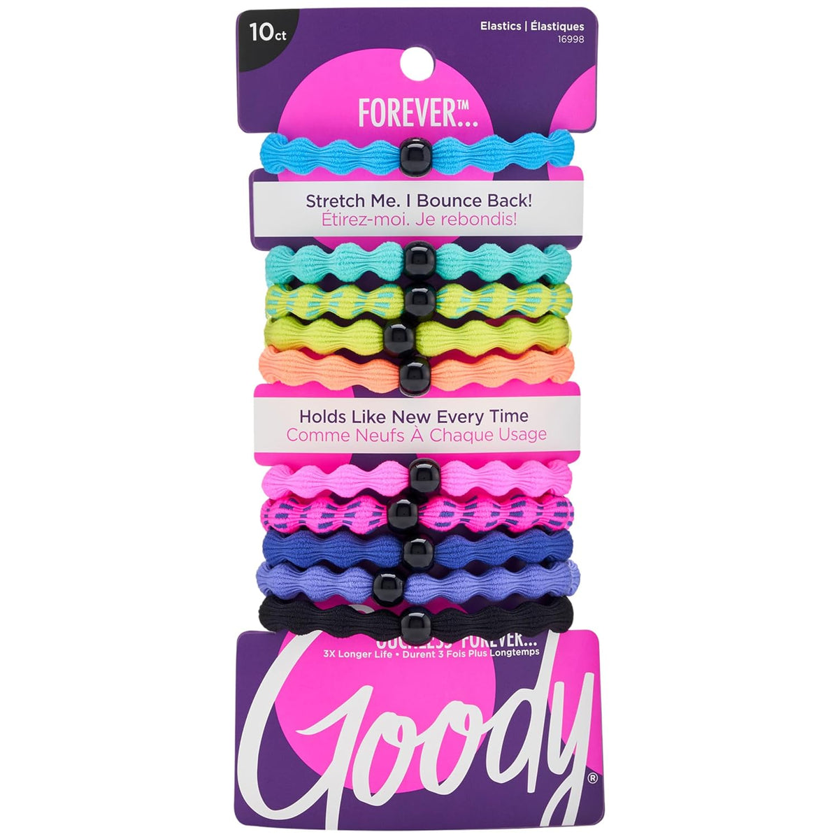 Goody Ouchless Fine Hair Forever Elastic Hair Ties - Assorted Neons, 10 Count-041457169988-LR-339698-1-LR eShop