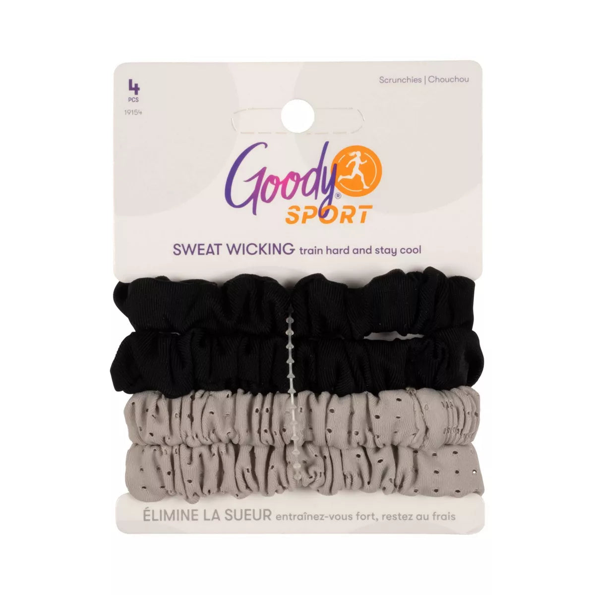 Goody Sport Thin Scrunchie - Black and Gray, 4 count-041457191545-LR-359915-1-LR eShop