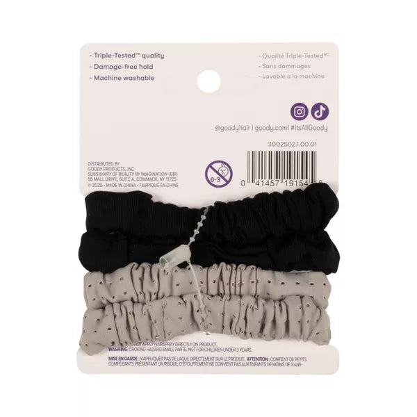 Goody Sport Thin Scrunchie - Black and Gray, 4 count-041457191545-LR-359915-3-LR eShop