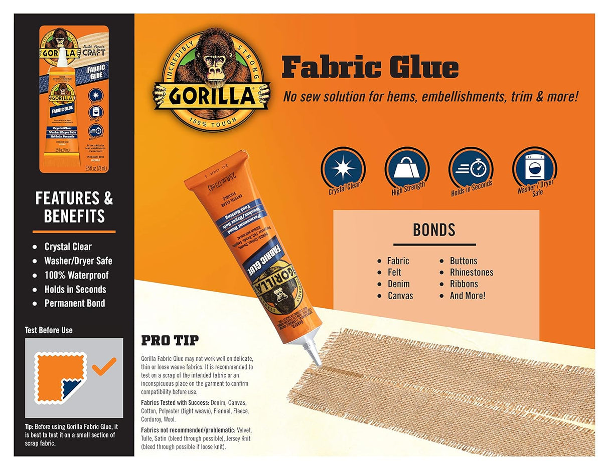 Gorilla Glue Waterproof Fabric Glue, 2.5 oz-052427006059-LR-348290-4-LR eShop