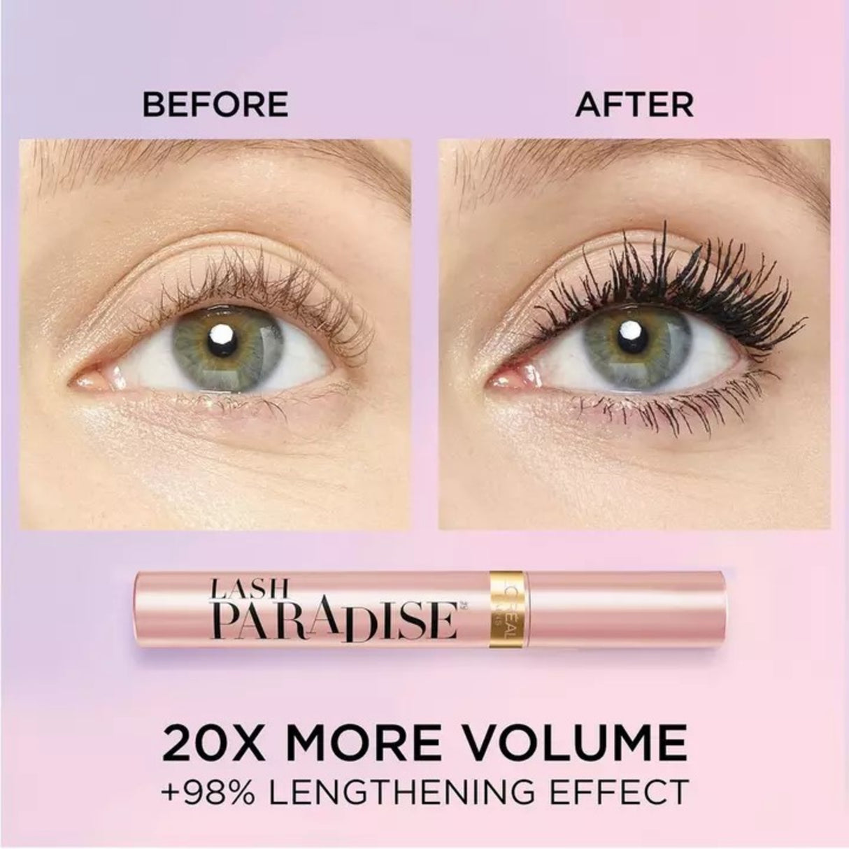 L'Oreal Paris Voluminous Lash Paradise Waterproof Mascara, Blackest Black, 0.25 fl. oz.