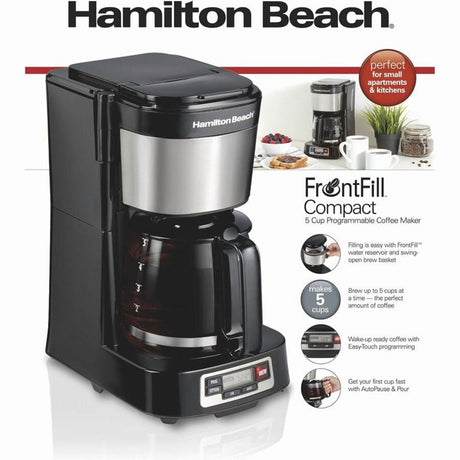 Hamilton Beach Mini Electric Drip Coffee Maker - Black, 5 cups-040094461110-LR-346256-1-LR eShop