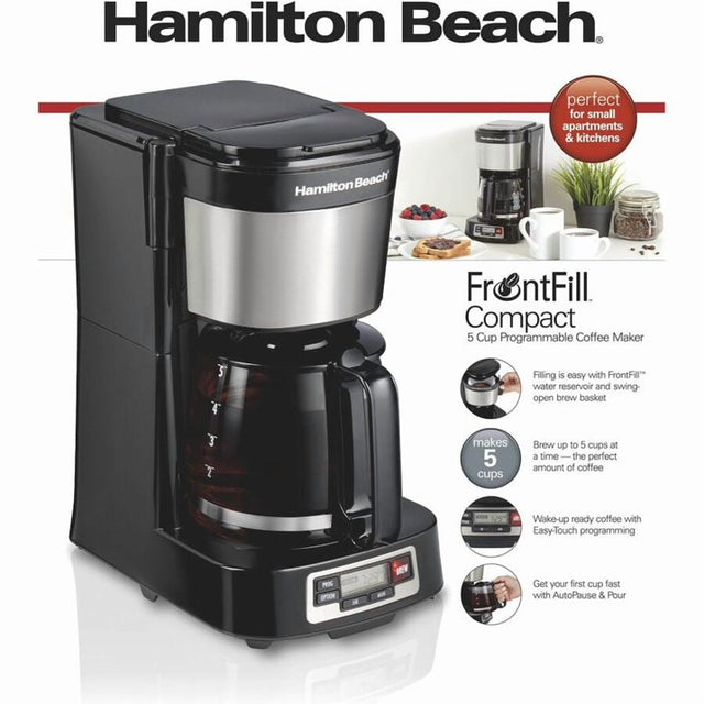 Hamilton Beach Mini Electric Drip Coffee Maker - Black, 5 cups-040094461110-LR-346256-1-LR eShop
