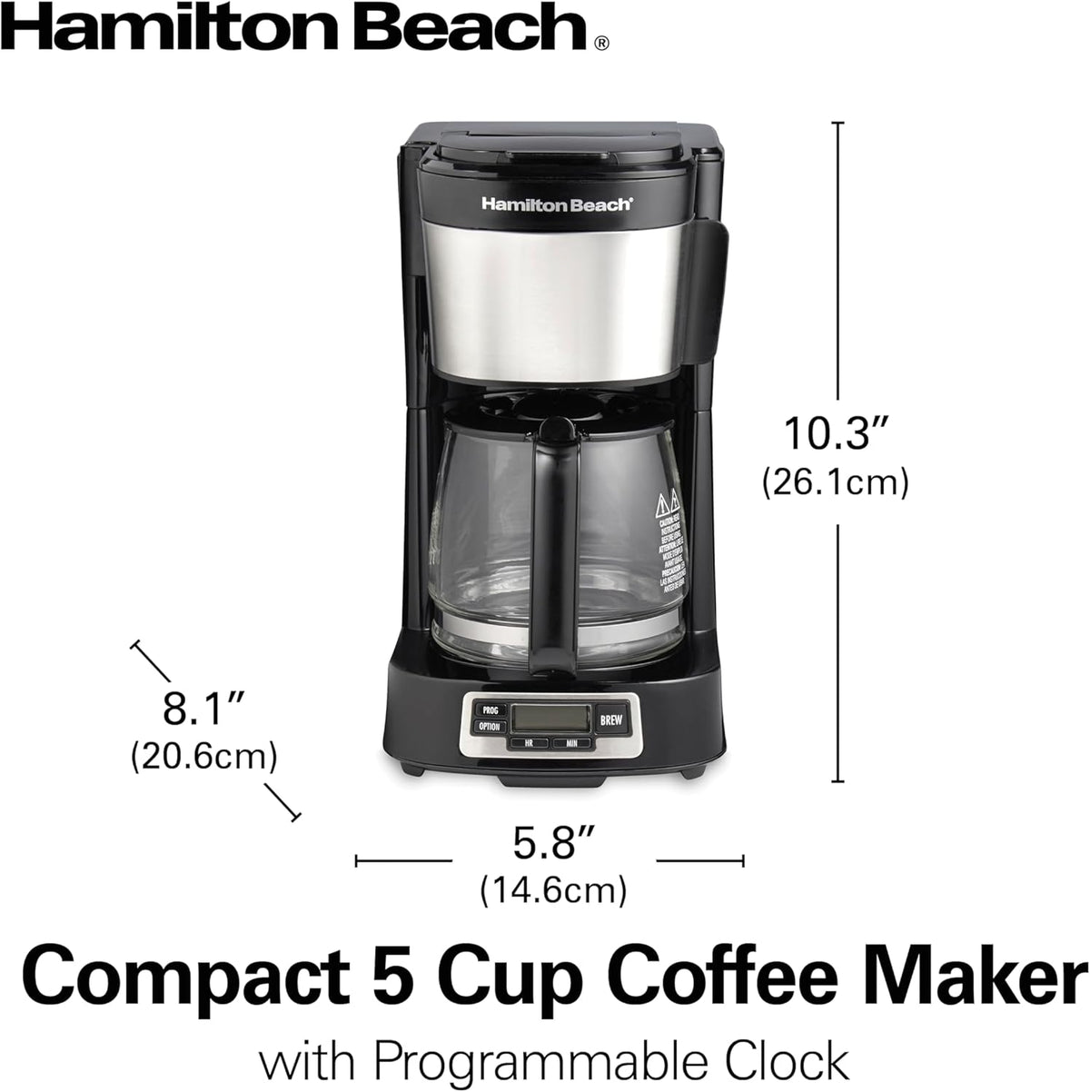 Hamilton Beach Mini Electric Drip Coffee Maker - Black, 5 cups-040094461110-LR-346256-13-LR eShop