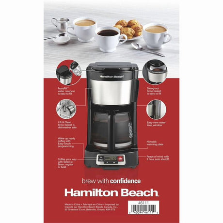 Hamilton Beach Mini Electric Drip Coffee Maker - Black, 5 cups-040094461110-LR-346256-2-LR eShop