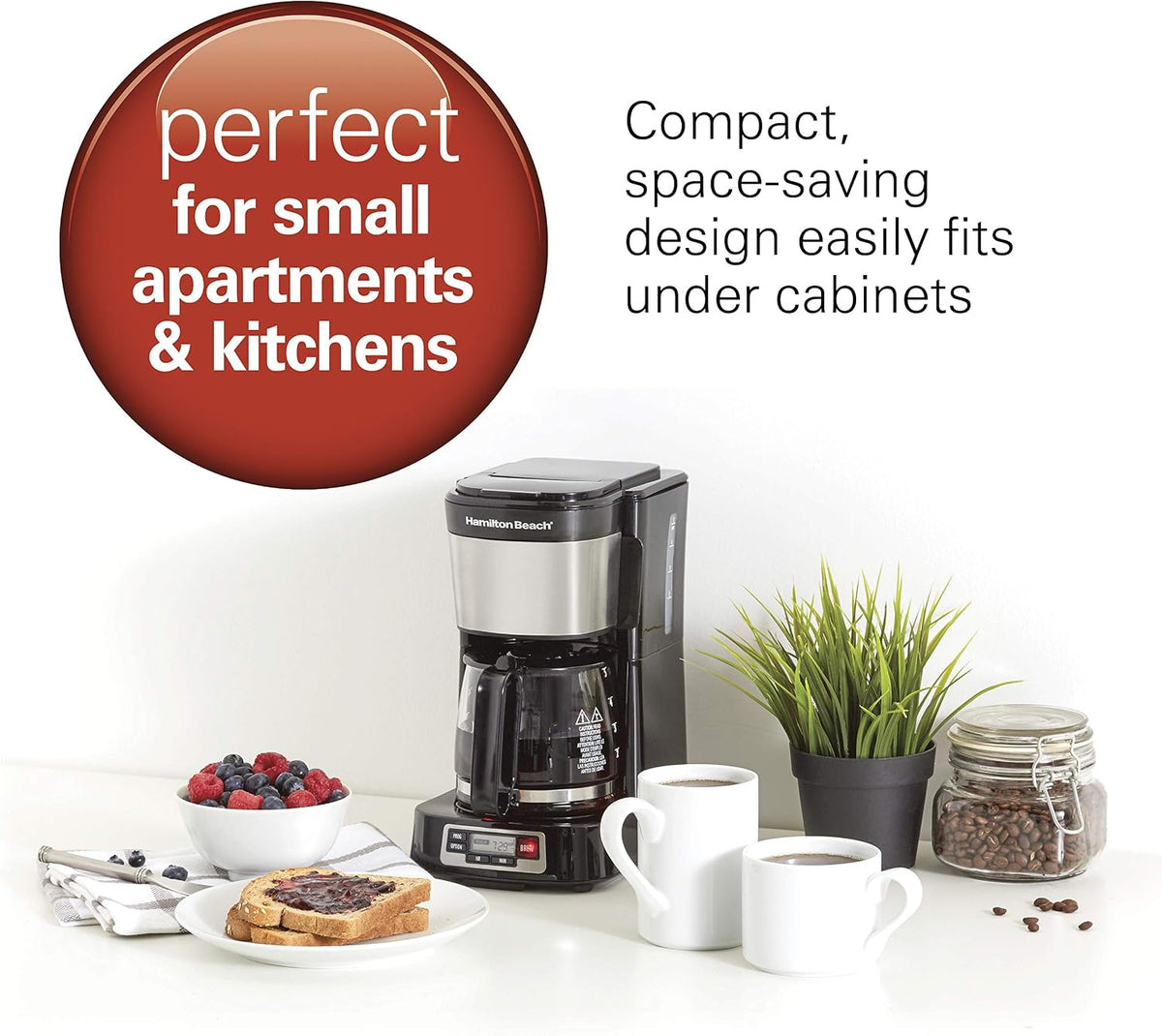 Hamilton Beach Mini Electric Drip Coffee Maker - Black, 5 cups-040094461110-LR-346256-8-LR eShop