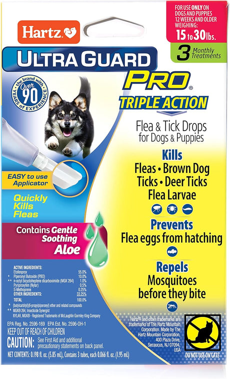 Hartz UltraGuard Pro Topical Flea & Tick Prevention for Dogs and Puppies - 16-30 lbs, 3 Monthly Treatments-032700108755-LR-189944-1-LR eShop