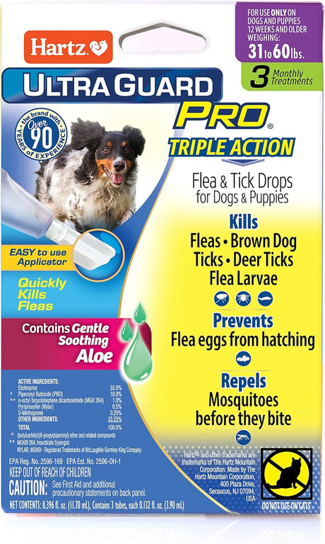 Hartz UltraGuard Pro Topical Flea & Tick Prevention for Dogs and Puppies - 31-60 lbs, 3 Monthly Treatments-032700108762-LR-189866-1-LR eShop