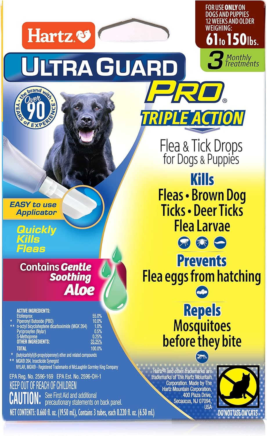 Hartz UltraGuard Pro Topical Flea & Tick Prevention for Dogs and Puppies - 61-150 lbs, 3 Monthly Treatments-032700108786-LR-189868-1-LR eShop