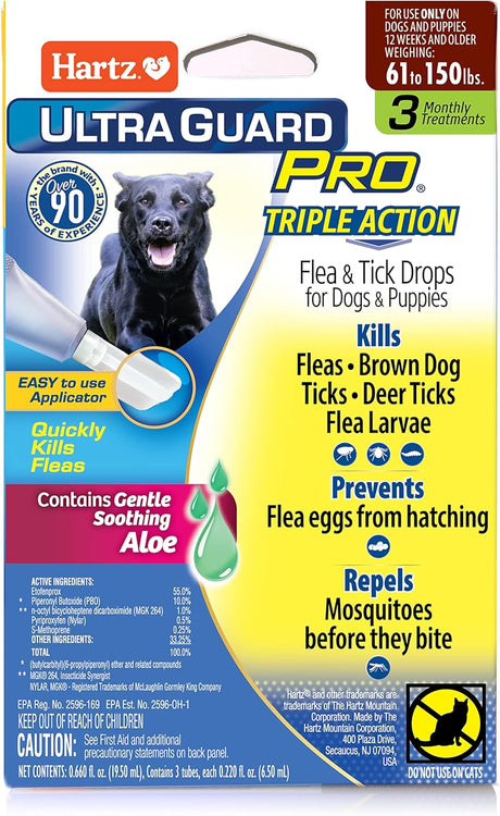 Hartz UltraGuard Pro Topical Flea & Tick Prevention for Dogs and Puppies - 61-150 lbs, 3 Monthly Treatments-032700108786-LR-189868-1-LR eShop
