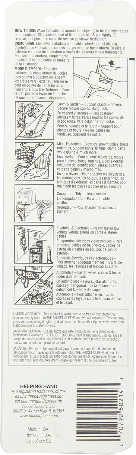 Helping Hand Quick Release 8" Cable Ties, 15 count-070792502143-LR-357307-4-LR eShop