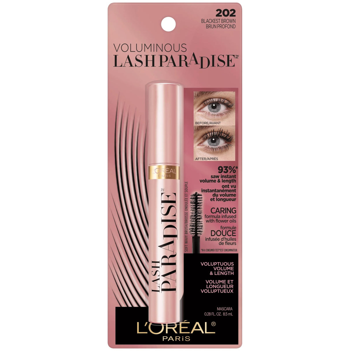 L'Oreal Paris Voluminous Lash Paradise Mascara, Black Brown, 0.28 fl. oz.