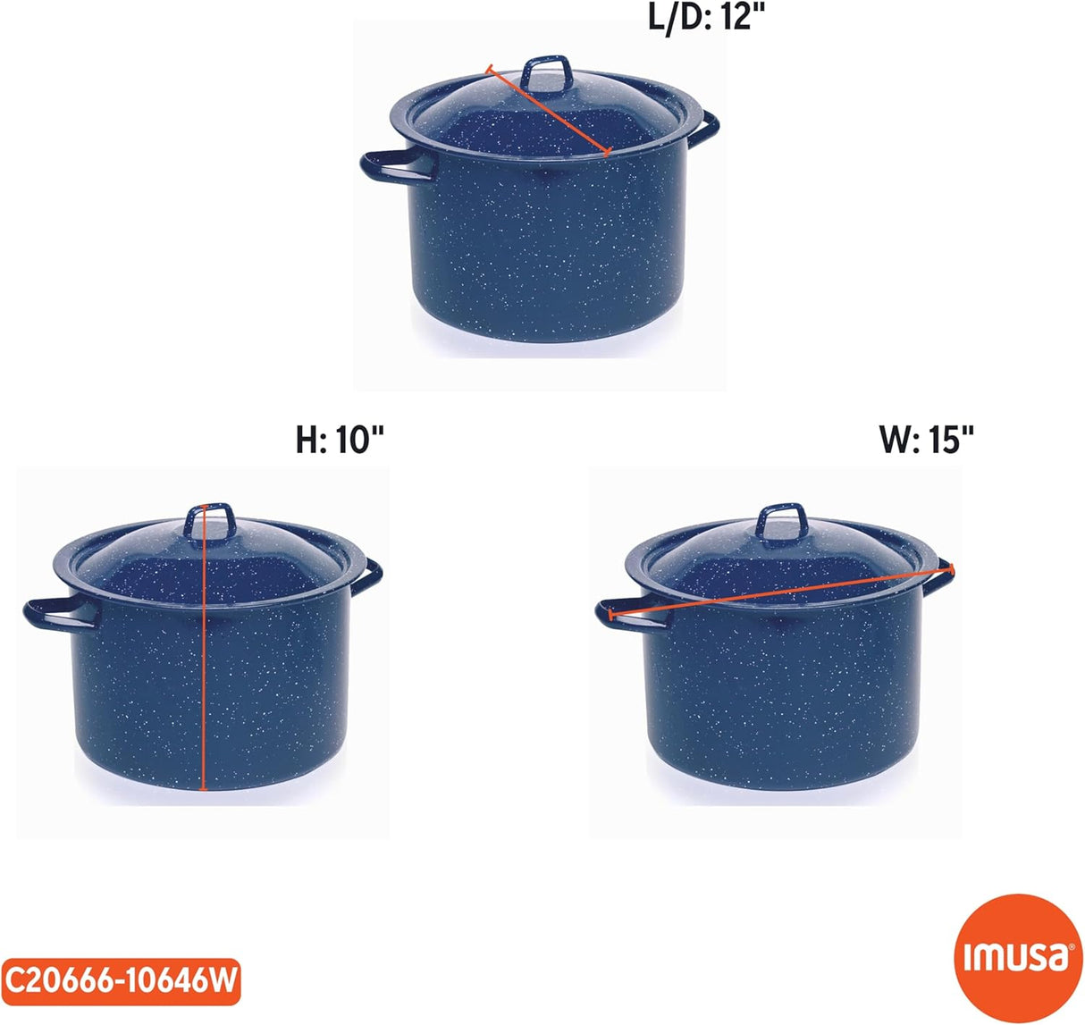 Imusa Blue Enamel Stock Pot with Lid, 12 Quart-094046100619-LR-276790-8-LR eShop