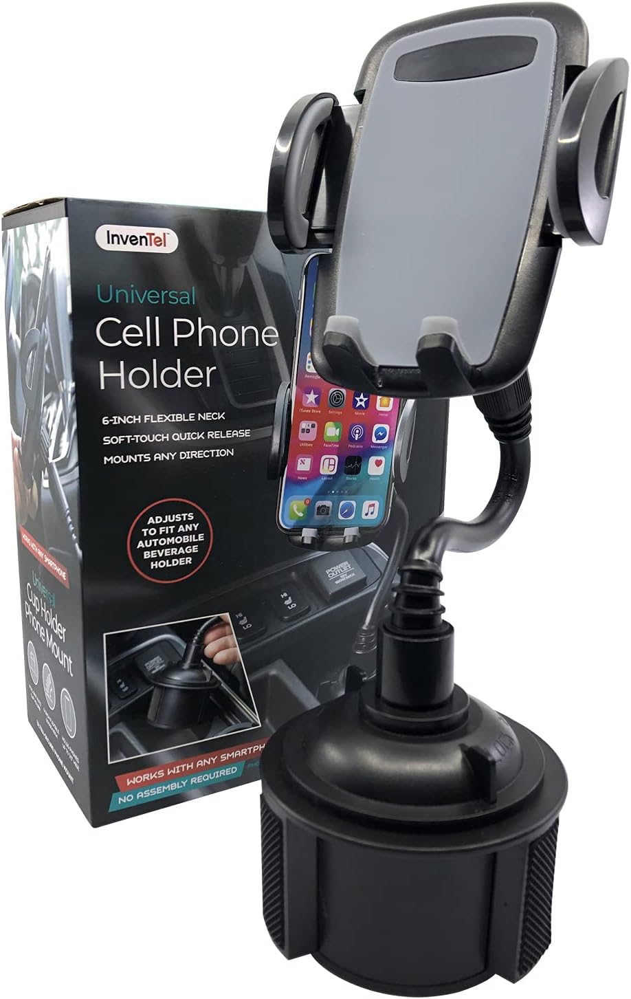 InvenTel Universal Cup Holder Phone Mount - Black-857401007721-LR-340937-1-LR eShop