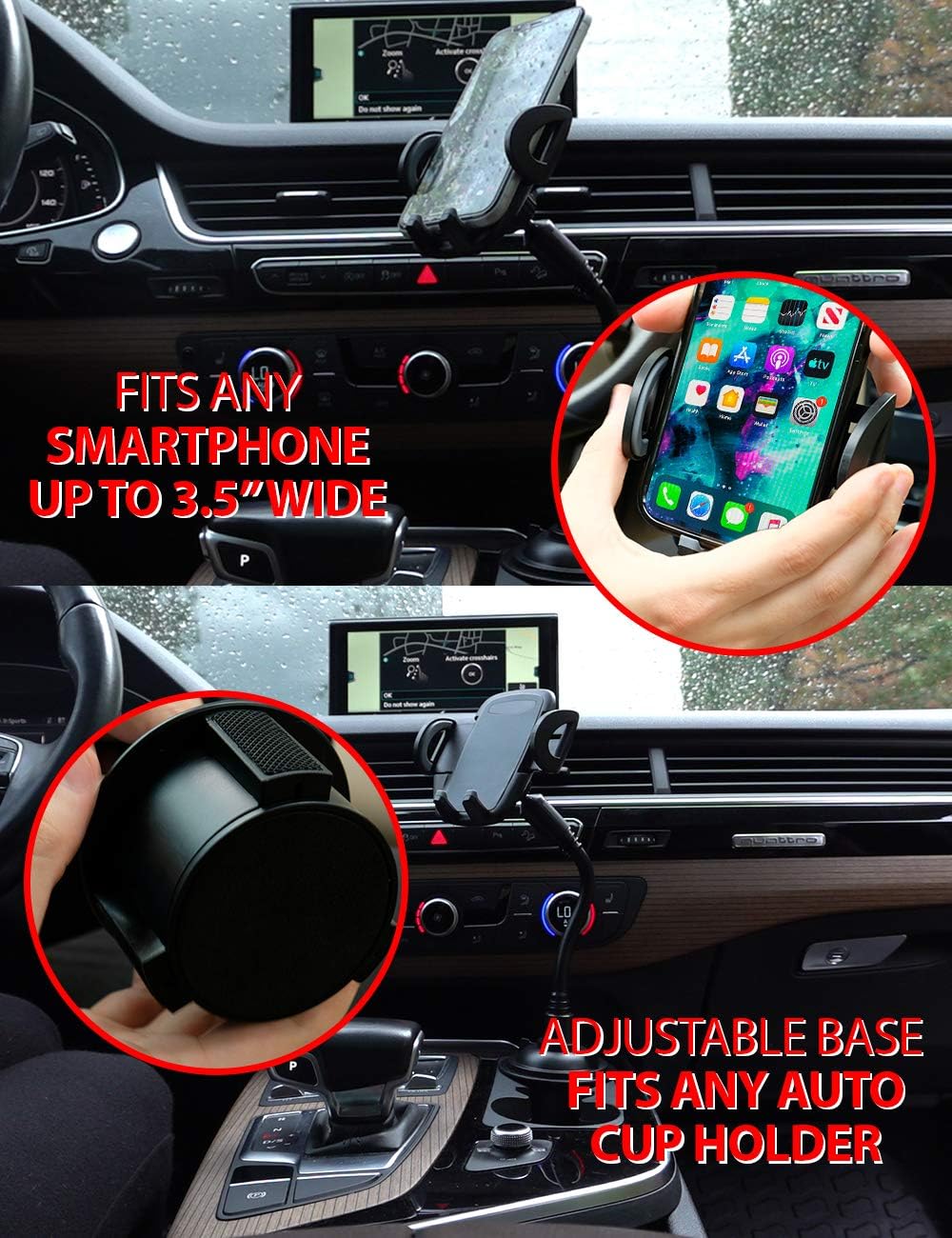 InvenTel Universal Cup Holder Phone Mount - Black-857401007721-LR-340937-6-LR eShop