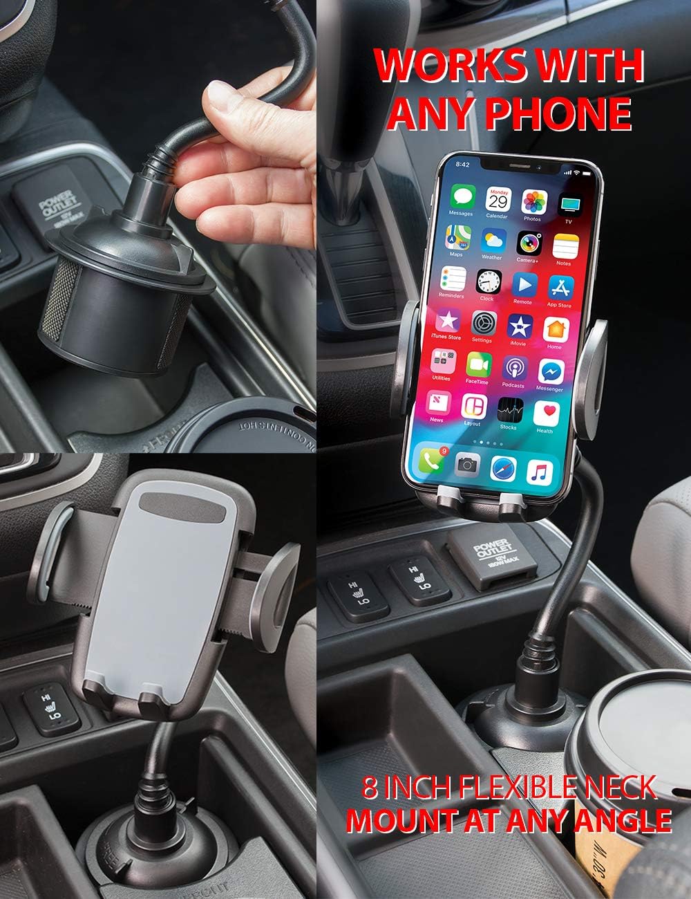 InvenTel Universal Cup Holder Phone Mount - Black-857401007721-LR-340937-8-LR eShop