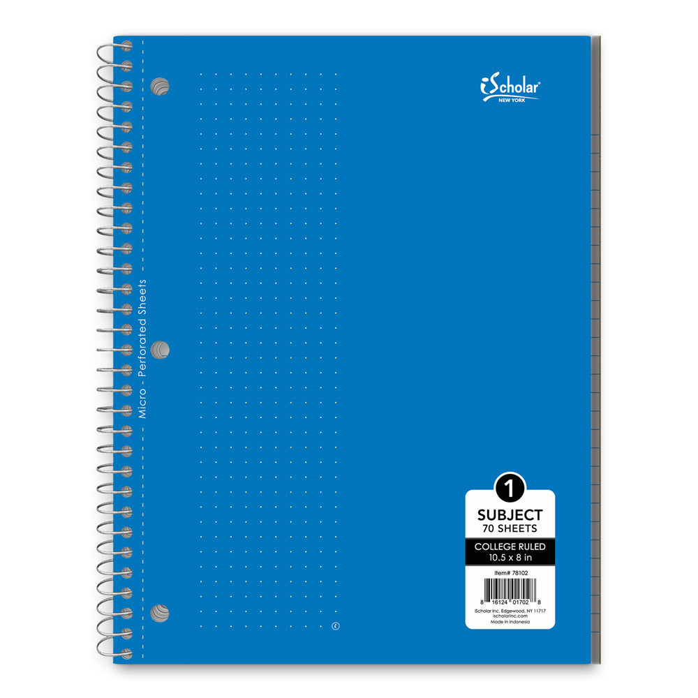 iScholar 1 Subject College Ruled Wirebound Notebook - Assorted Colors, 10.5" x 8"-816124017028-LR-214100-4-LR eShop