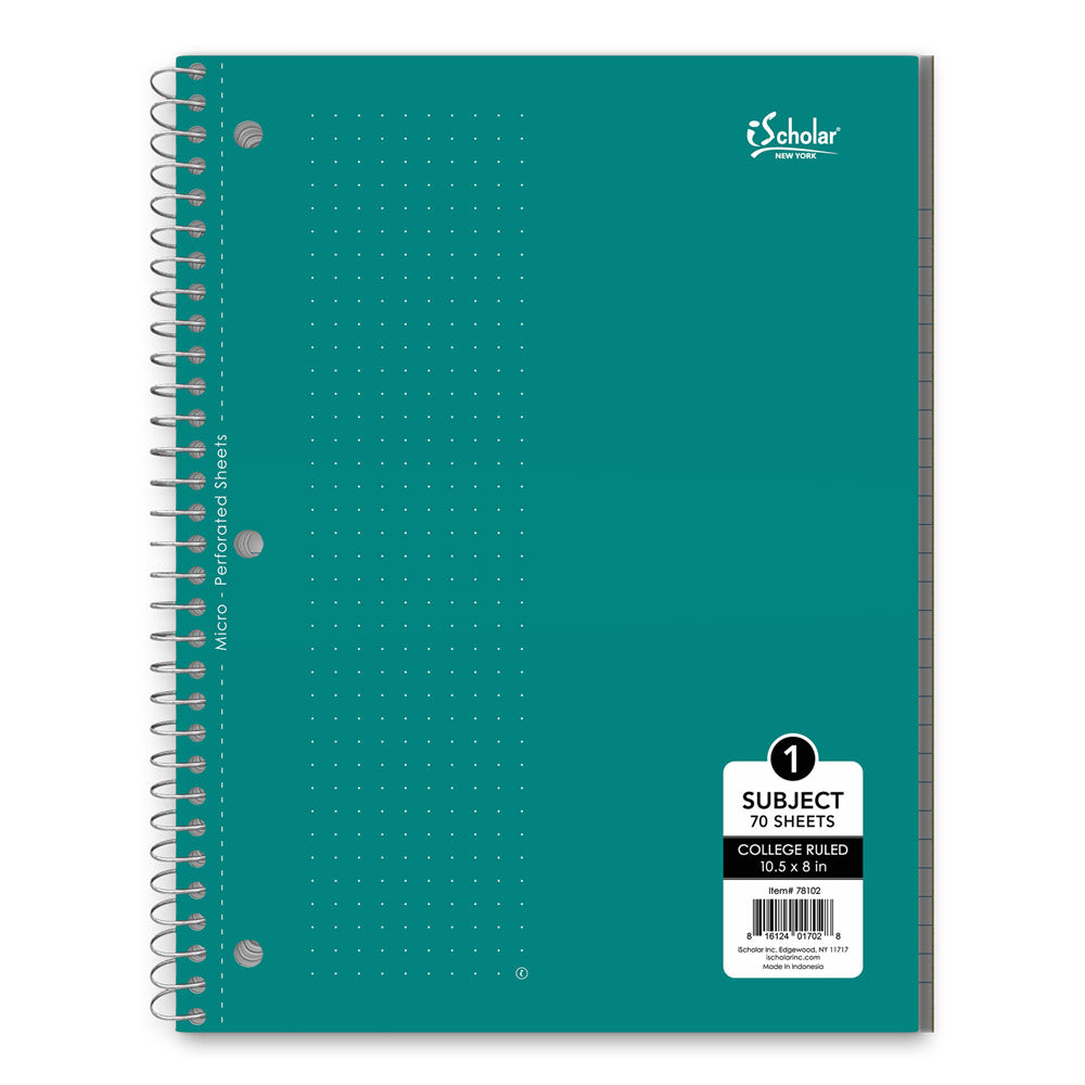 iScholar 1 Subject College Ruled Wirebound Notebook - Assorted Colors, 10.5" x 8"-816124017028-LR-214100-8-LR eShop