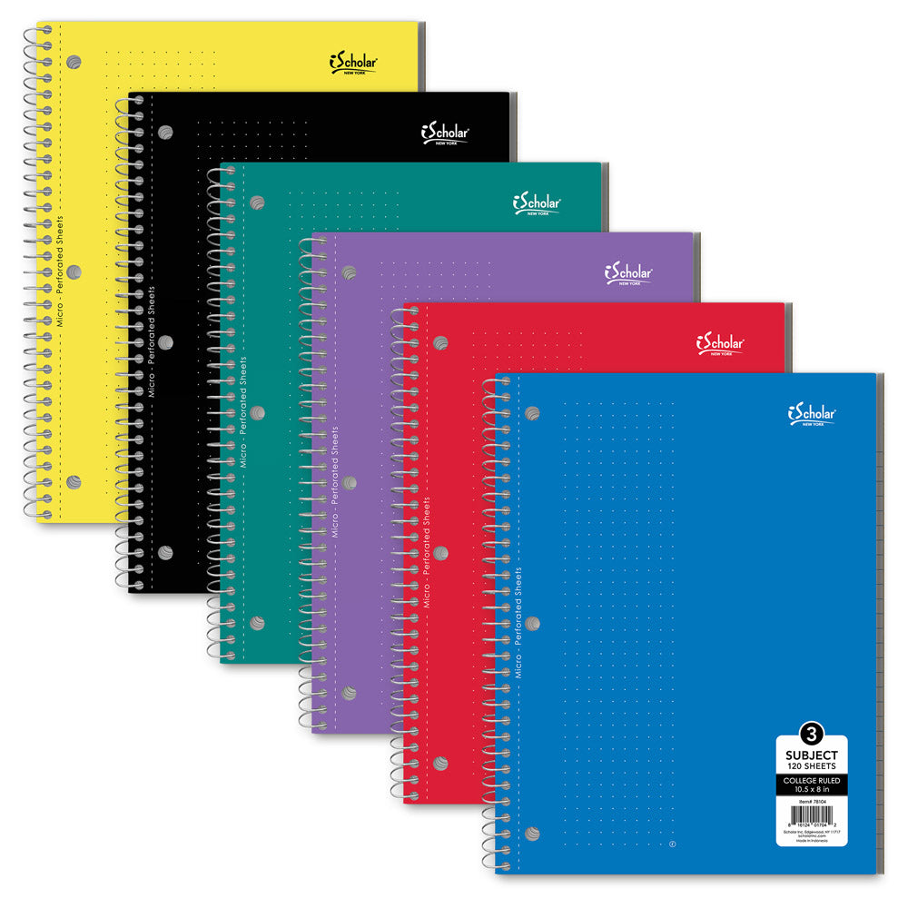 iScholar 3 Subject College Ruled Notebook - Assorted Colors-816124017042-LR-133013-1-LR eShop