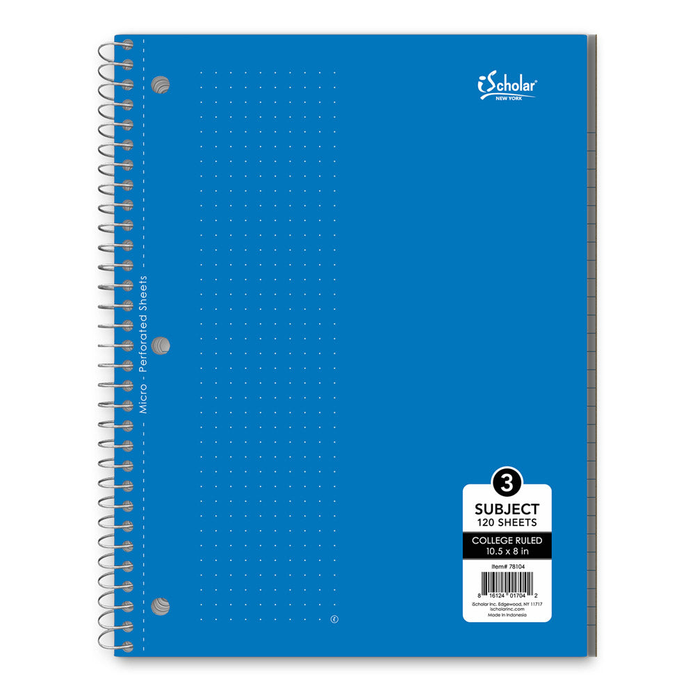 iScholar 3 Subject College Ruled Notebook - Assorted Colors-816124017042-LR-133013-3-LR eShop