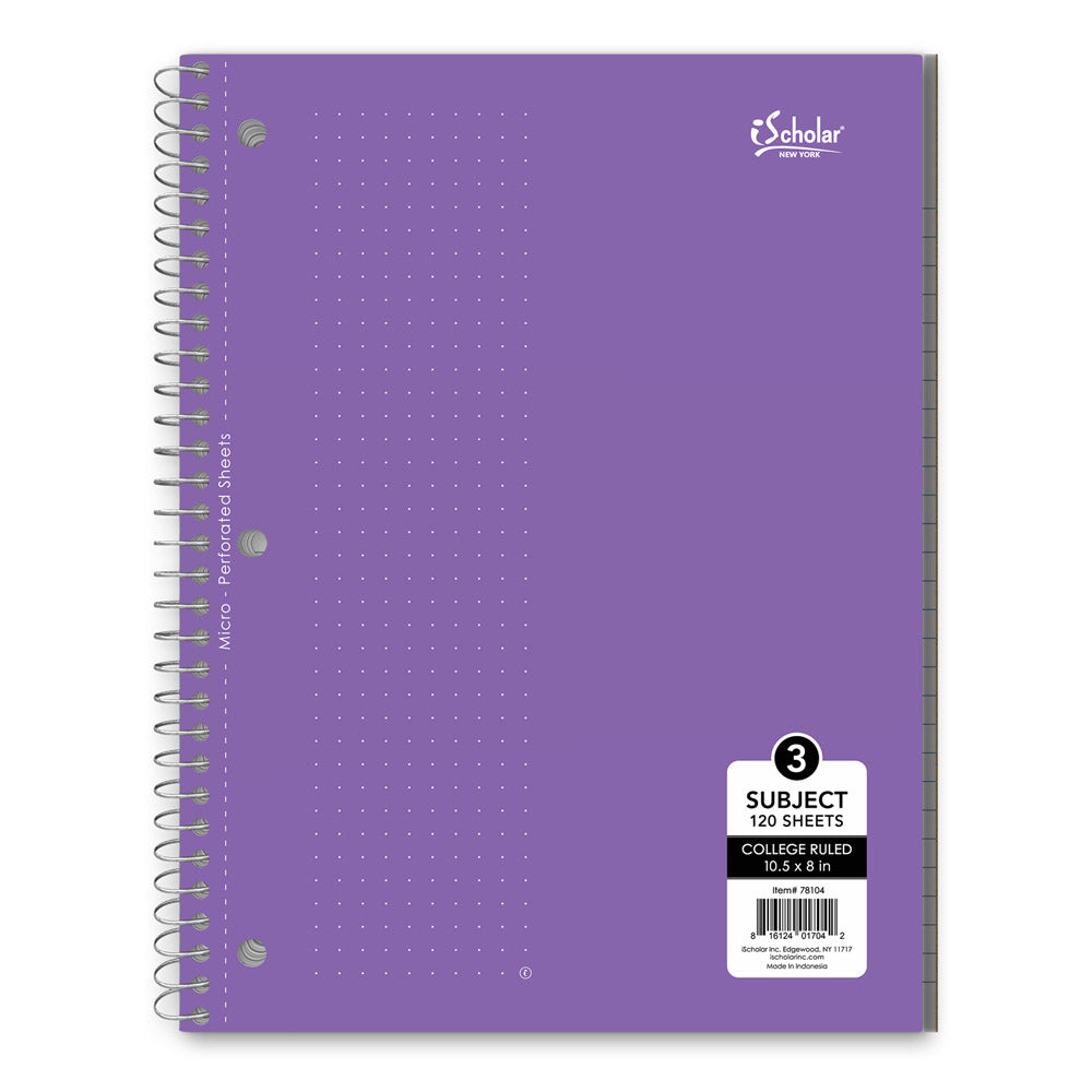 iScholar 3 Subject College Ruled Notebook - Assorted Colors-816124017042-LR-133013-5-LR eShop