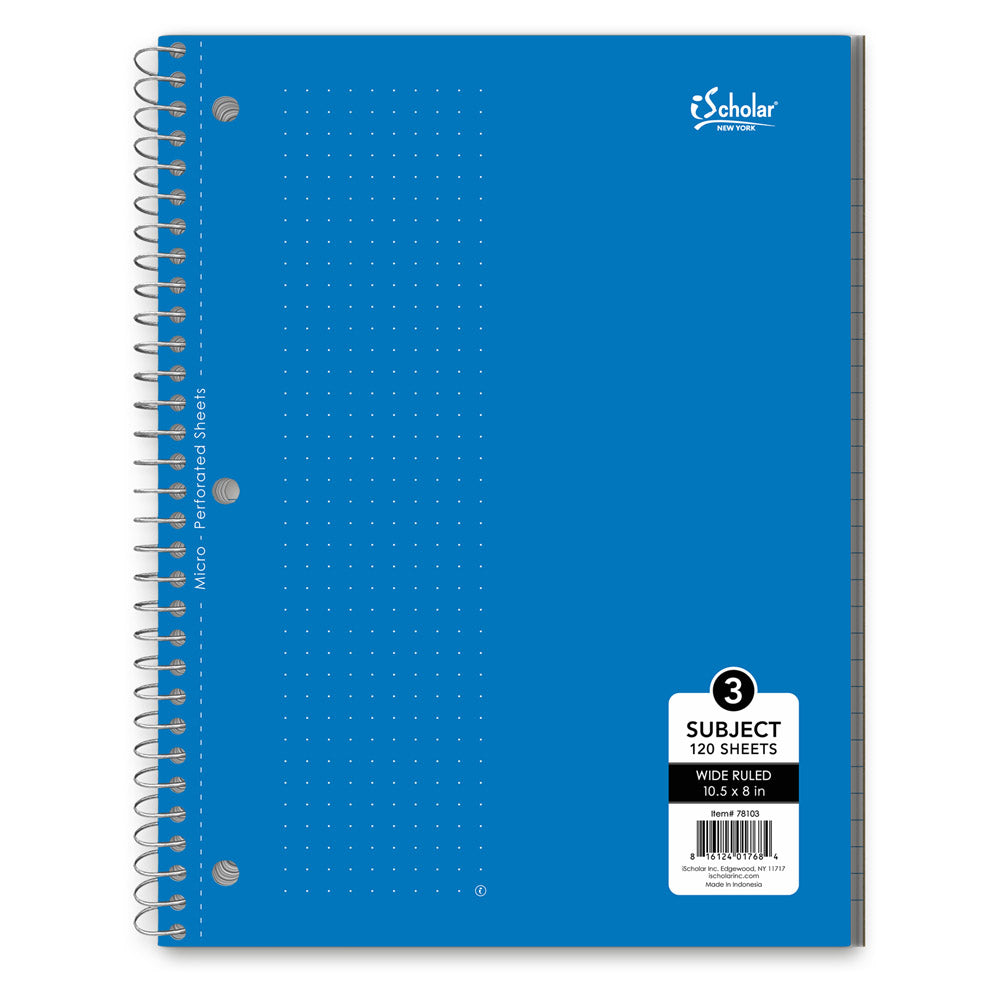 iScholar 3 Subject Wide Ruled Notebook - Assorted Colors-816124017035-LR-240358-3-LR eShop
