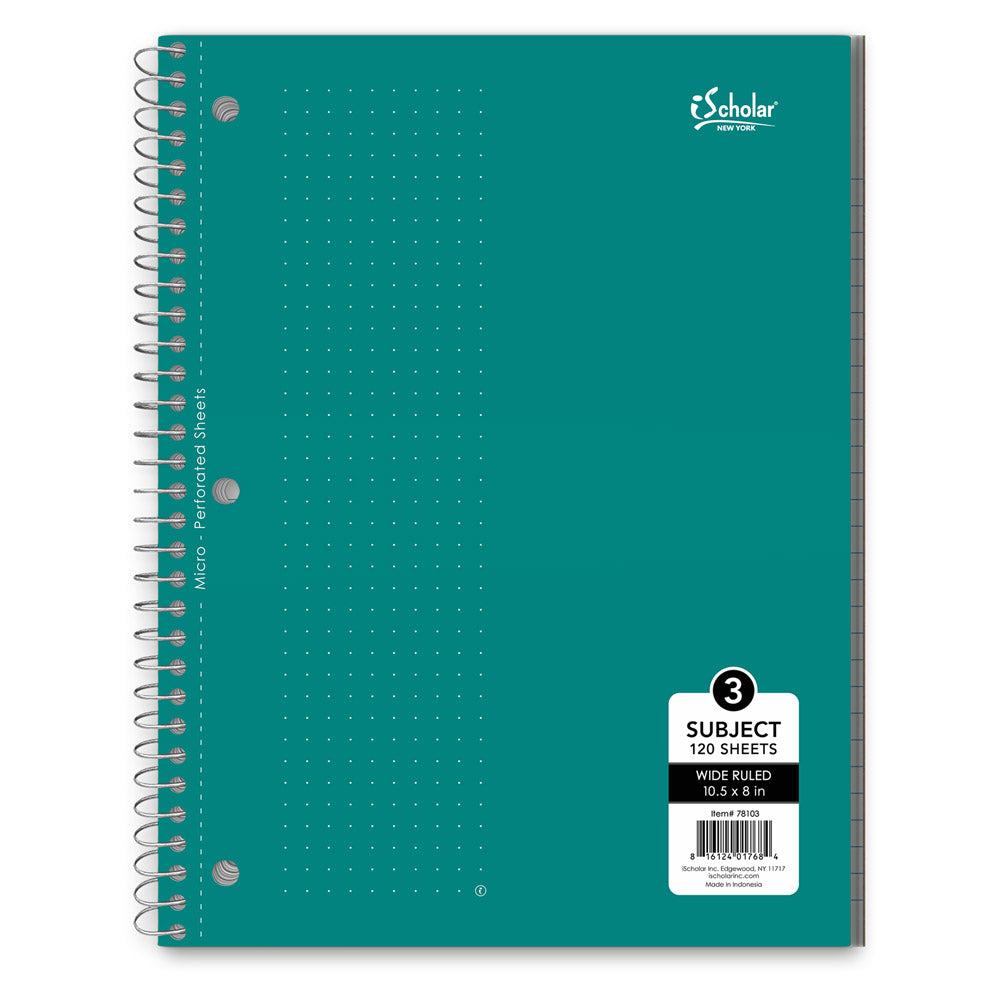 iScholar 3 Subject Wide Ruled Notebook - Assorted Colors-816124017035-LR-240358-6-LR eShop