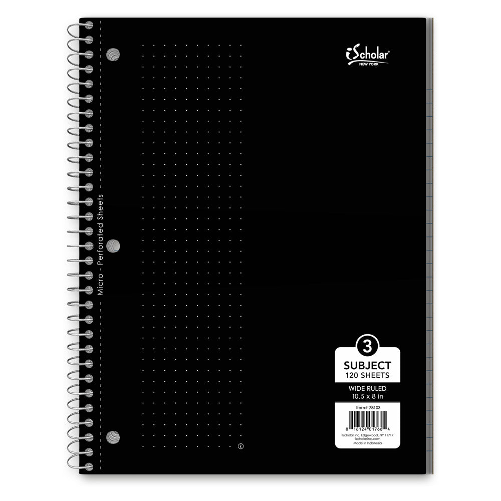 iScholar 3 Subject Wide Ruled Notebook - Assorted Colors-816124017035-LR-240358-7-LR eShop
