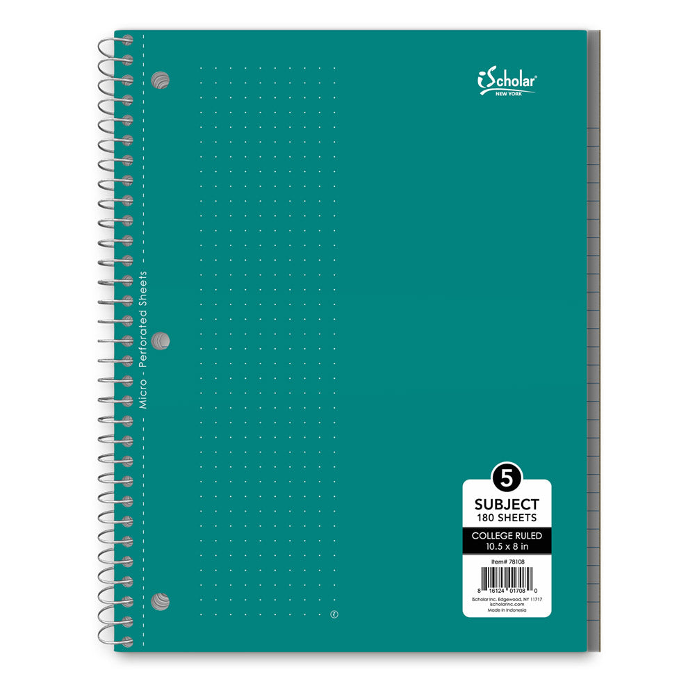 iScholar 5 Subject College Ruled Notebook - Assorted Colors-816124017080-LR-240362-3-LR eShop