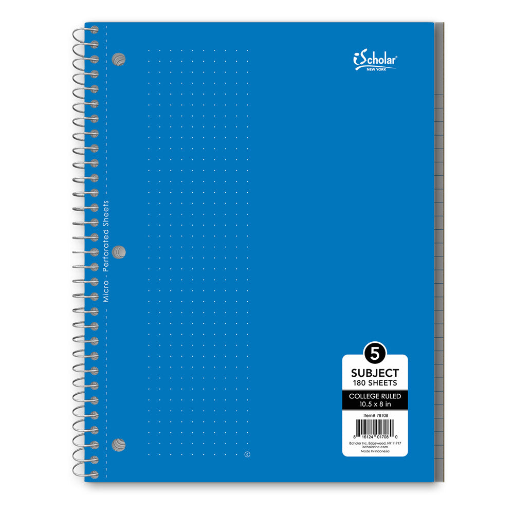 iScholar 5 Subject College Ruled Notebook - Assorted Colors-816124017080-LR-240362-4-LR eShop