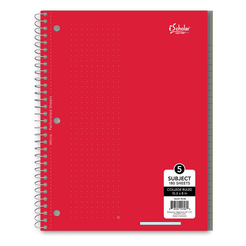 iScholar 5 Subject College Ruled Notebook - Assorted Colors-816124017080-LR-240362-6-LR eShop