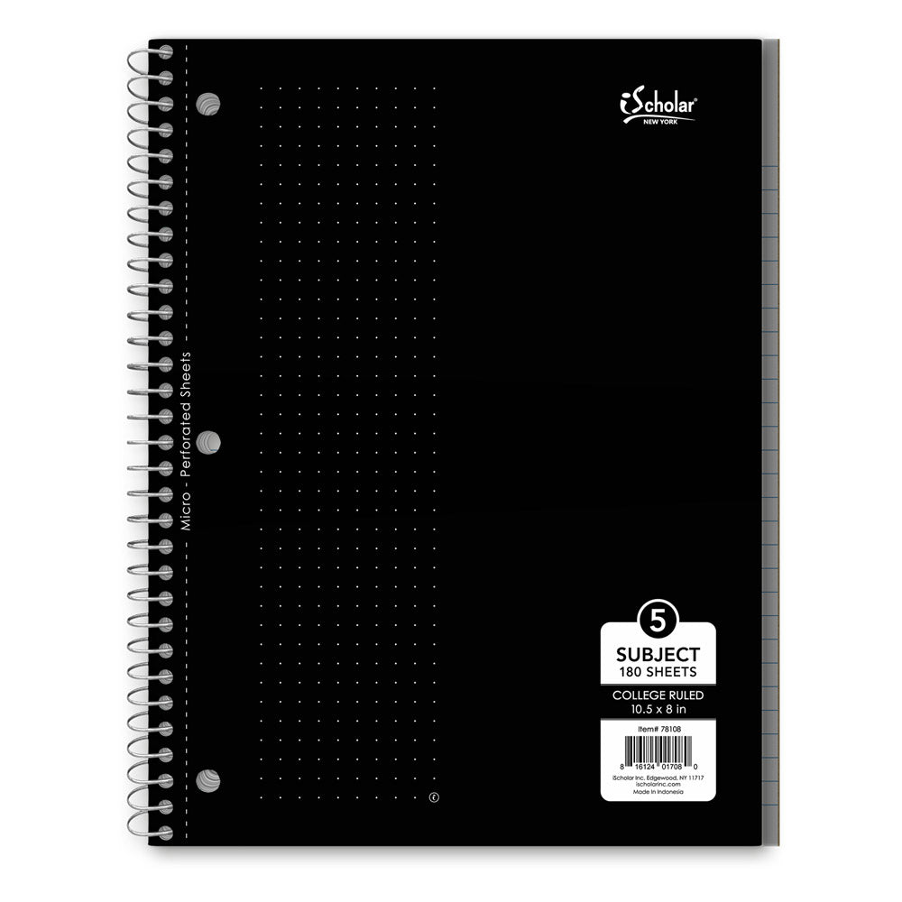 iScholar 5 Subject College Ruled Notebook - Assorted Colors-816124017080-LR-240362-8-LR eShop