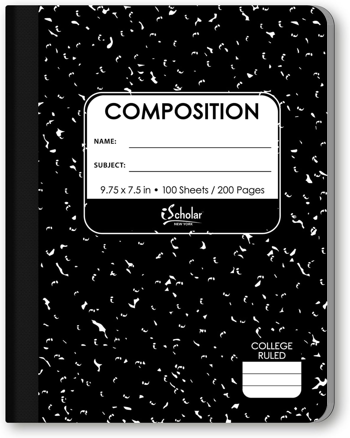 iScholar Black and White Marble Composition Book - College Ruled, 100 Sheets-816124011095-LR-161106-1-LR eShop