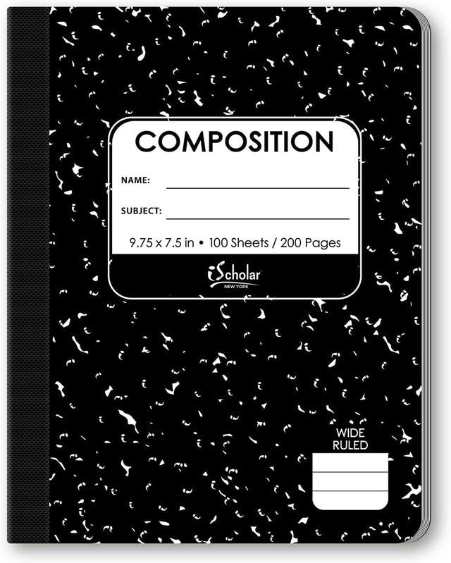 iScholar Black and White Marble Composition Book - Wide Ruled, 100 Sheets-816124011002-LR-115314-1-LR eShop