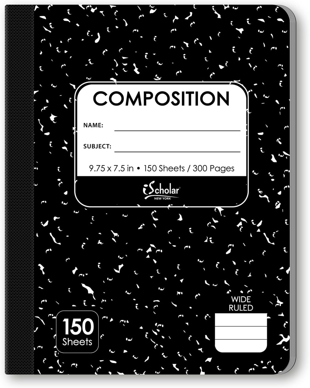 iScholar Black and White Marble Composition Book - Wide Ruled, 150 Sheets-816124011040-LR-116571-1-LR eShop