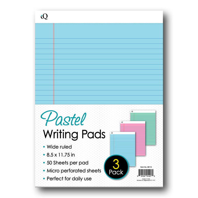 iScholar iQ Pastel Writing Pads, 3 count - Assorted Pastels, 8.5″ x 11.75″-816124014270-LR-354420-1-LR eShop