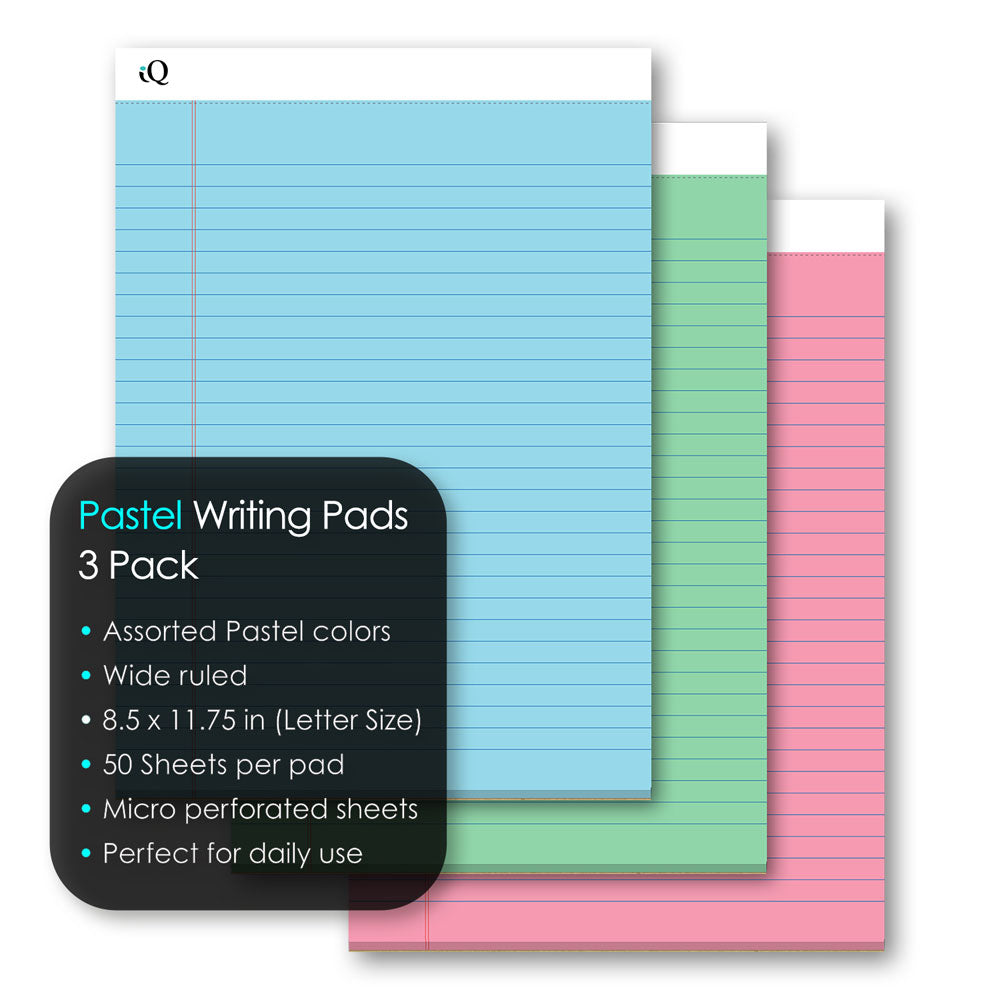 iScholar iQ Pastel Writing Pads, 3 count - Assorted Pastels, 8.5″ x 11.75″-816124014270-LR-354420-2-LR eShop