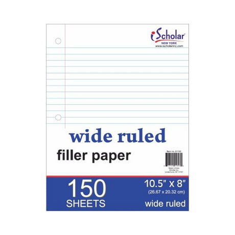 iScholar Wide Ruled Filler Paper 10.5" x 8", 150 Sheets-816124018032-LR-105688-1-LR eShop
